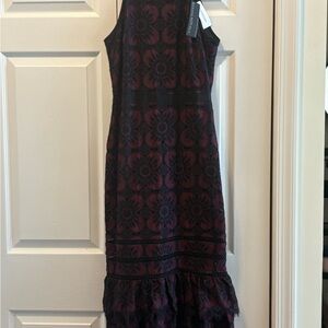 Banana Republic Burgundy and Black Lace Dress Sz 4